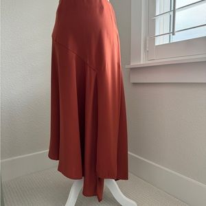 Asymmetric Hem Satin Skirt